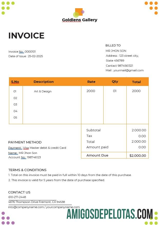 realista Modelo de fatura para galeria de arte fotográfica